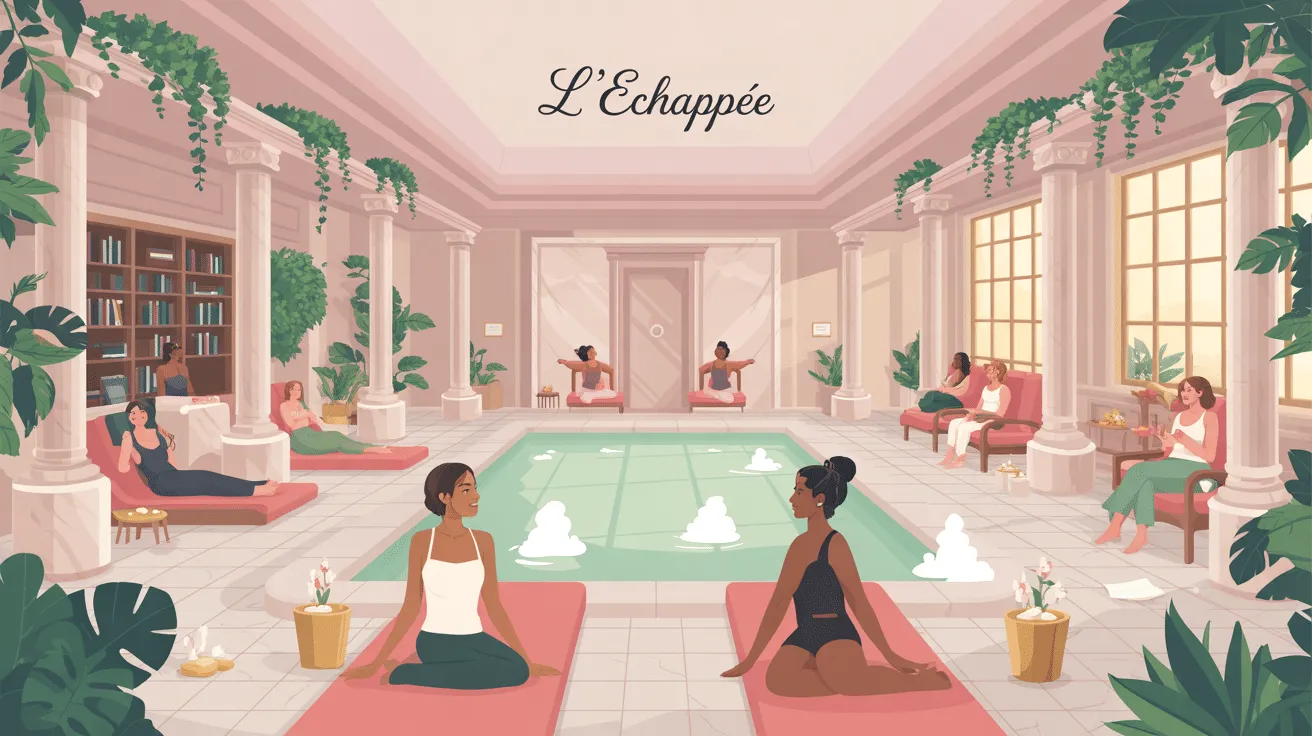 Spa relaxant avec des femmes et une piscine.