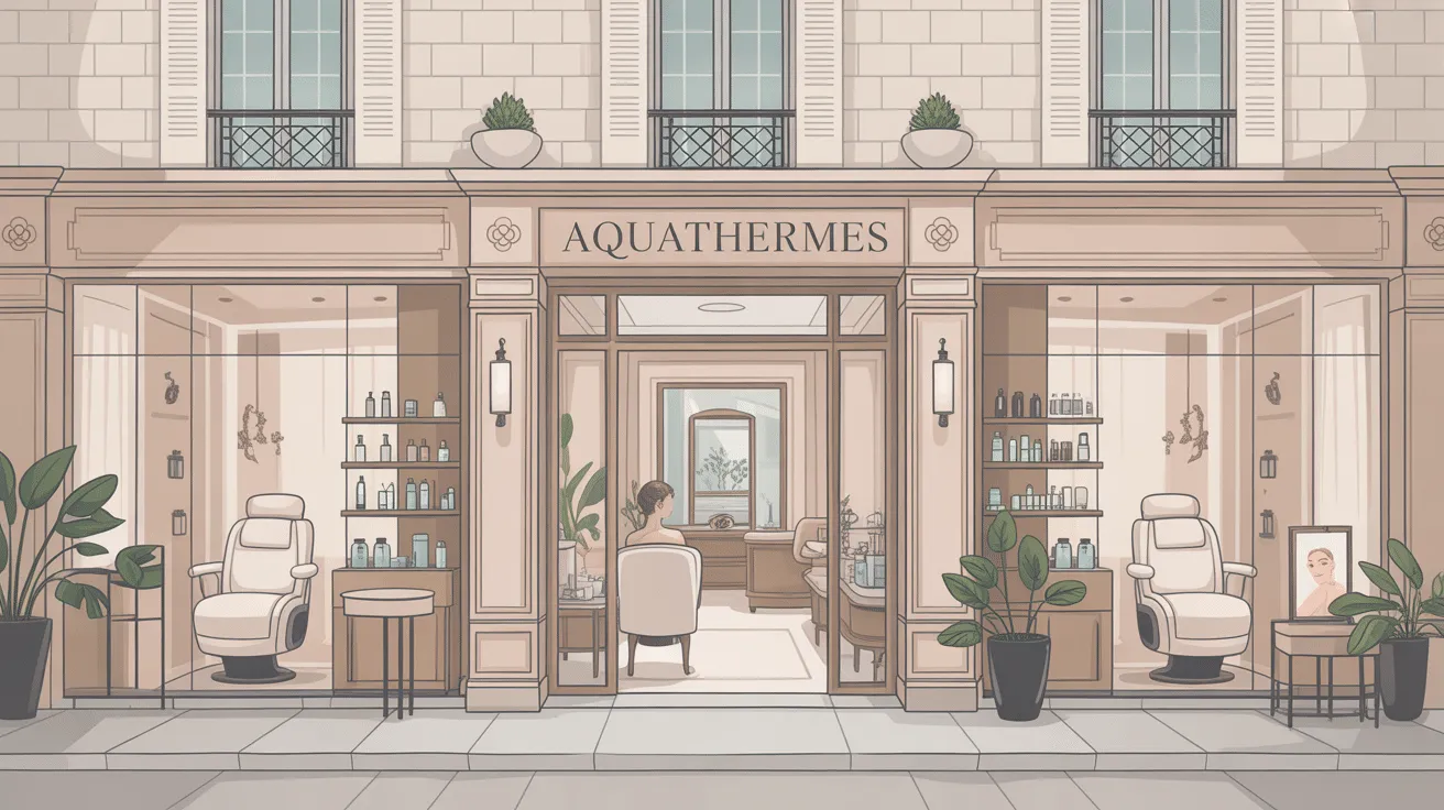 Salon de beauté élégant avec produits cosmétiques.