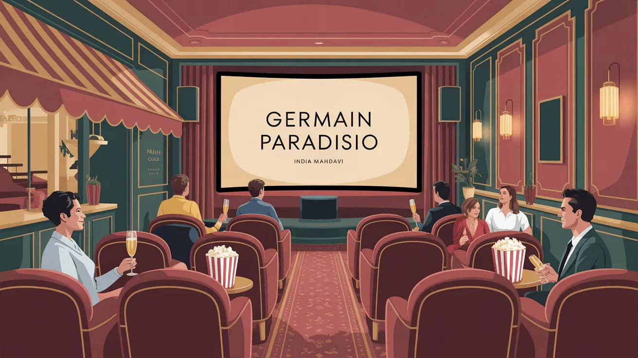 Intérieur d'un cinéma élégant avec des spectateurs.