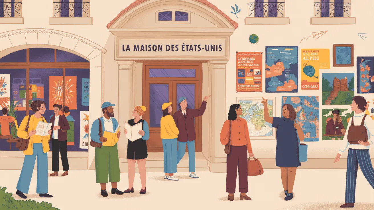 Groupe de personnes devant la Maison des États-Unis.