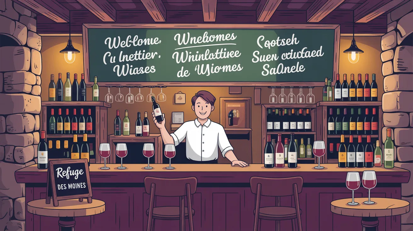 Bar accueillant avec diverses bouteilles de vin.