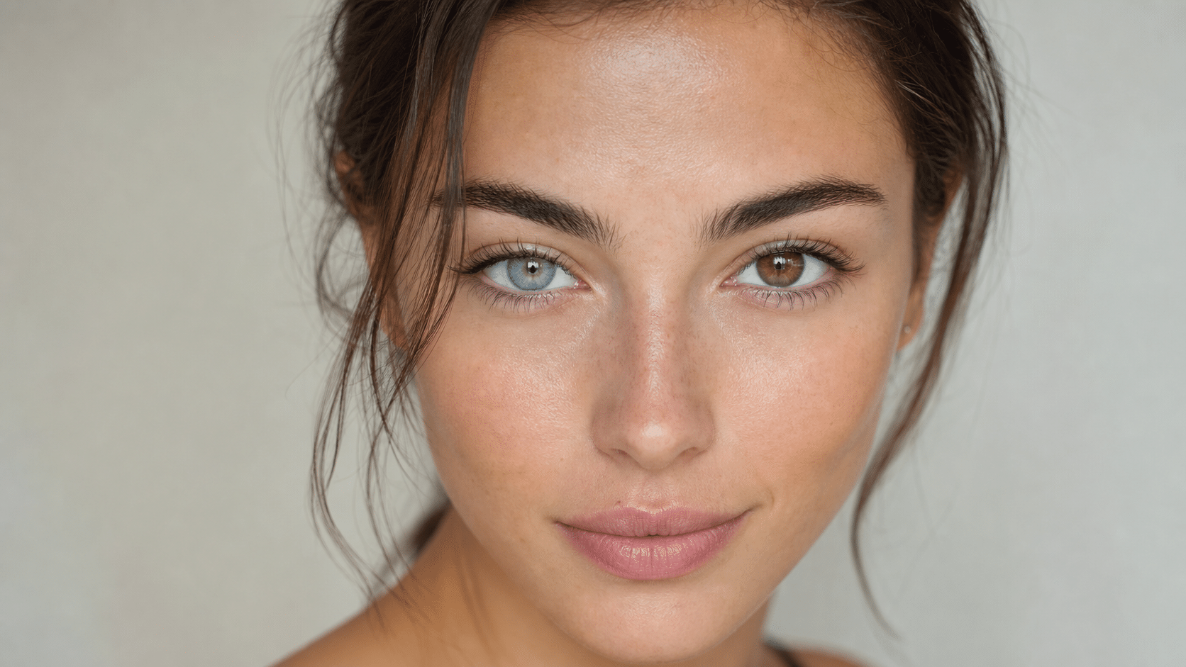 Portrait avec hétérochromie naturelle et maquillage discret